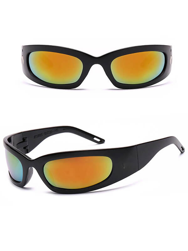 Trendy unisex rectangular sunglasses with mirrored gradient lenses and durable alloy frames, perfect for UV protection and style.